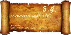 Berkovits Győző névjegykártya